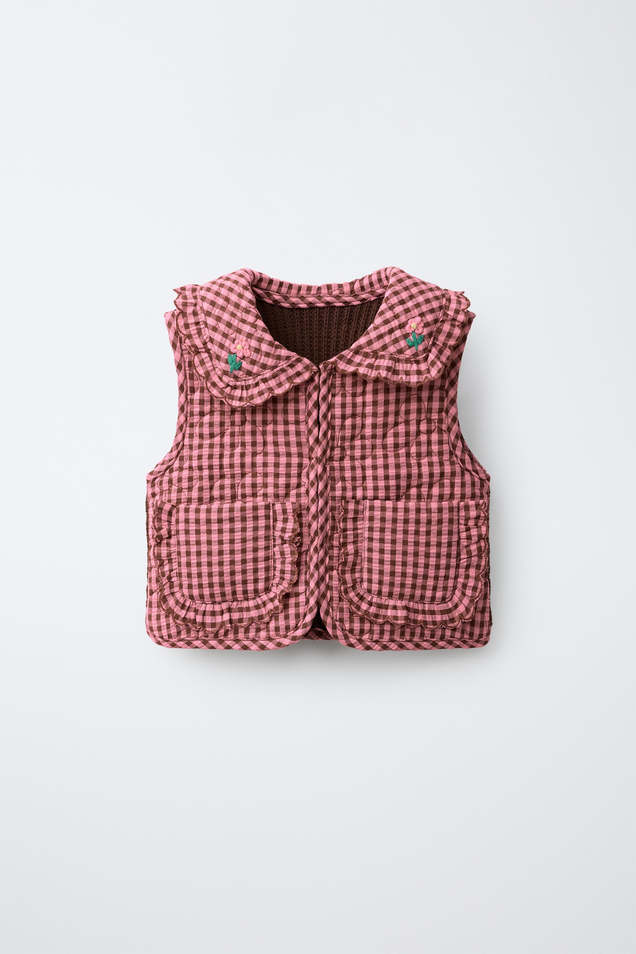 GILET RÉVERSIBLE EN MAILLE À CARREAUX VICHY